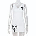 Sexy Crucifix Sleeveless Slim Mini Dress