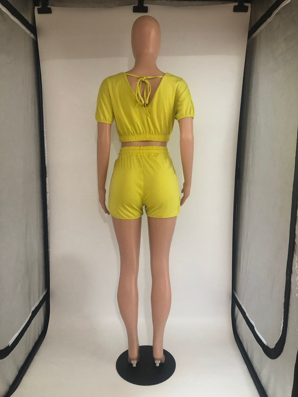 Sexy Solid Color Casual Short Sleeve Shorts  Two Piece Sets