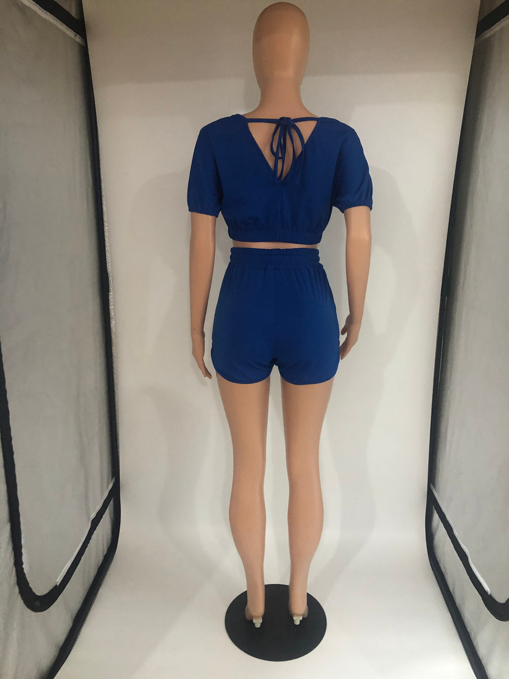 Sexy Solid Color Casual Short Sleeve Shorts  Two Piece Sets