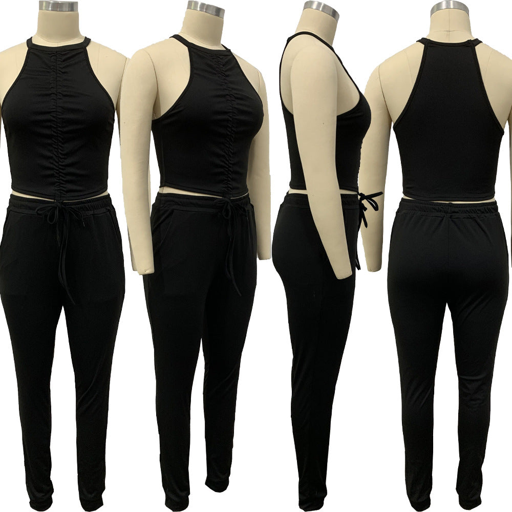 Sexy Casual Solid Sleeveless Two Piece Pants Set
