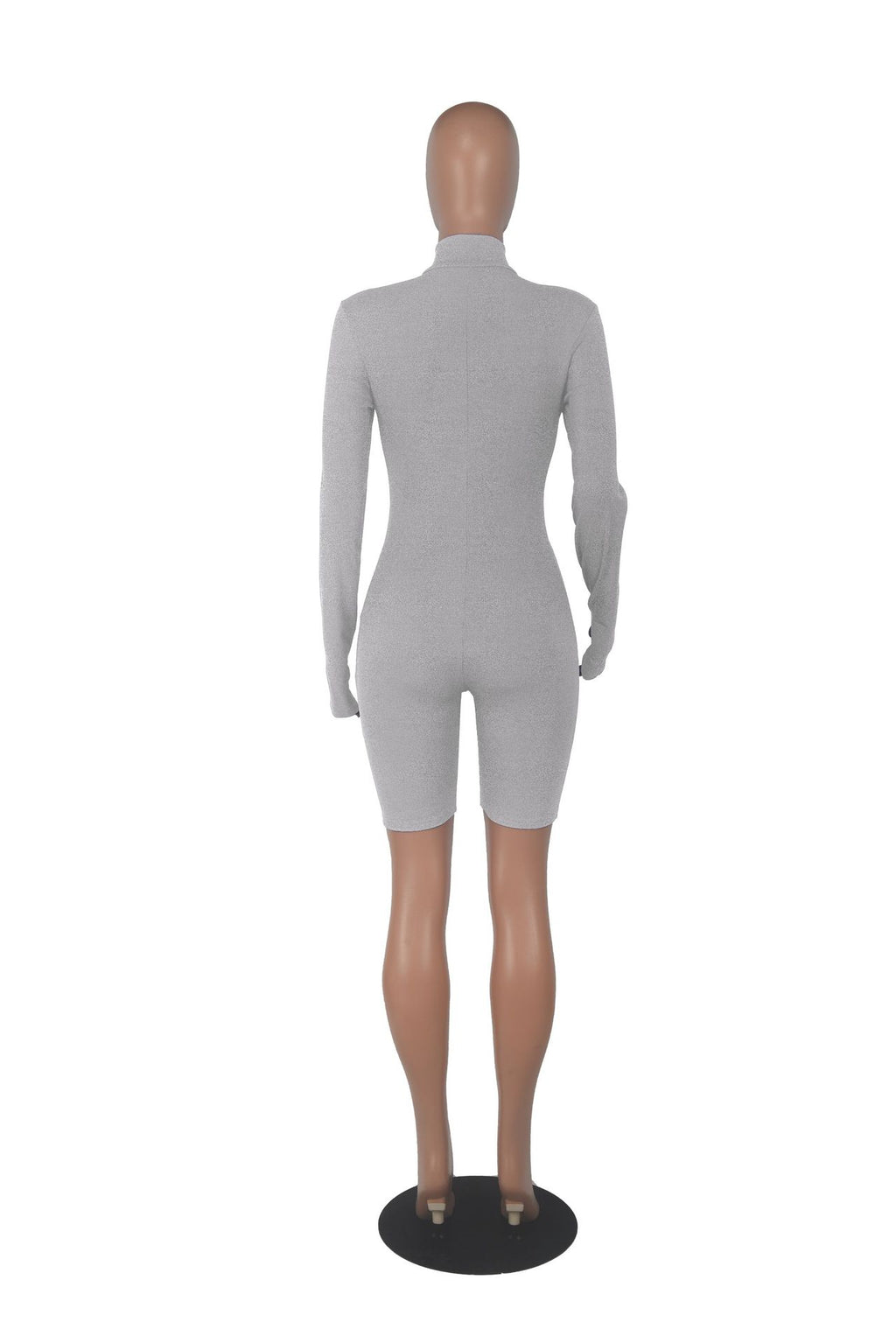 Sexy Solid Zipper Long Sleeve Sport Romper