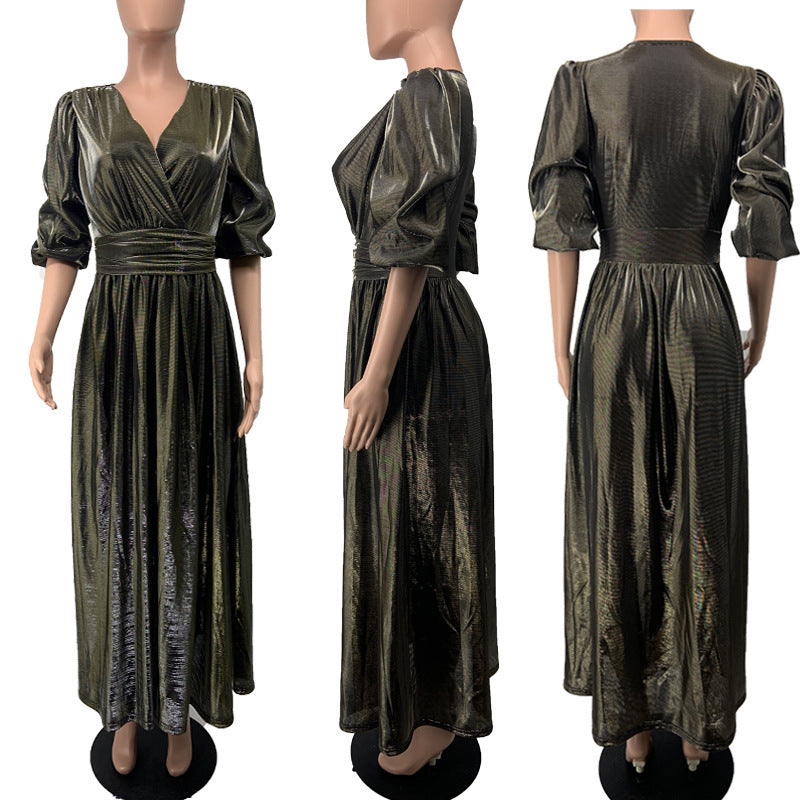 Sexy Sexy V Neck High Waist Split Big Swing Maxi Dress