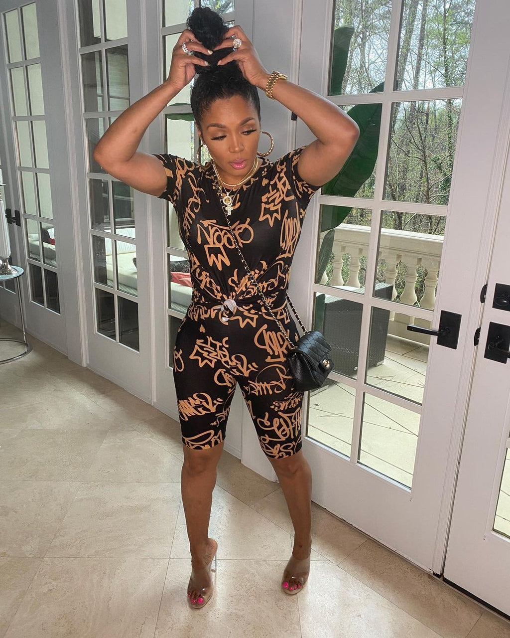 Sexy Casual Printed Short Sleeve Two Piece Sets