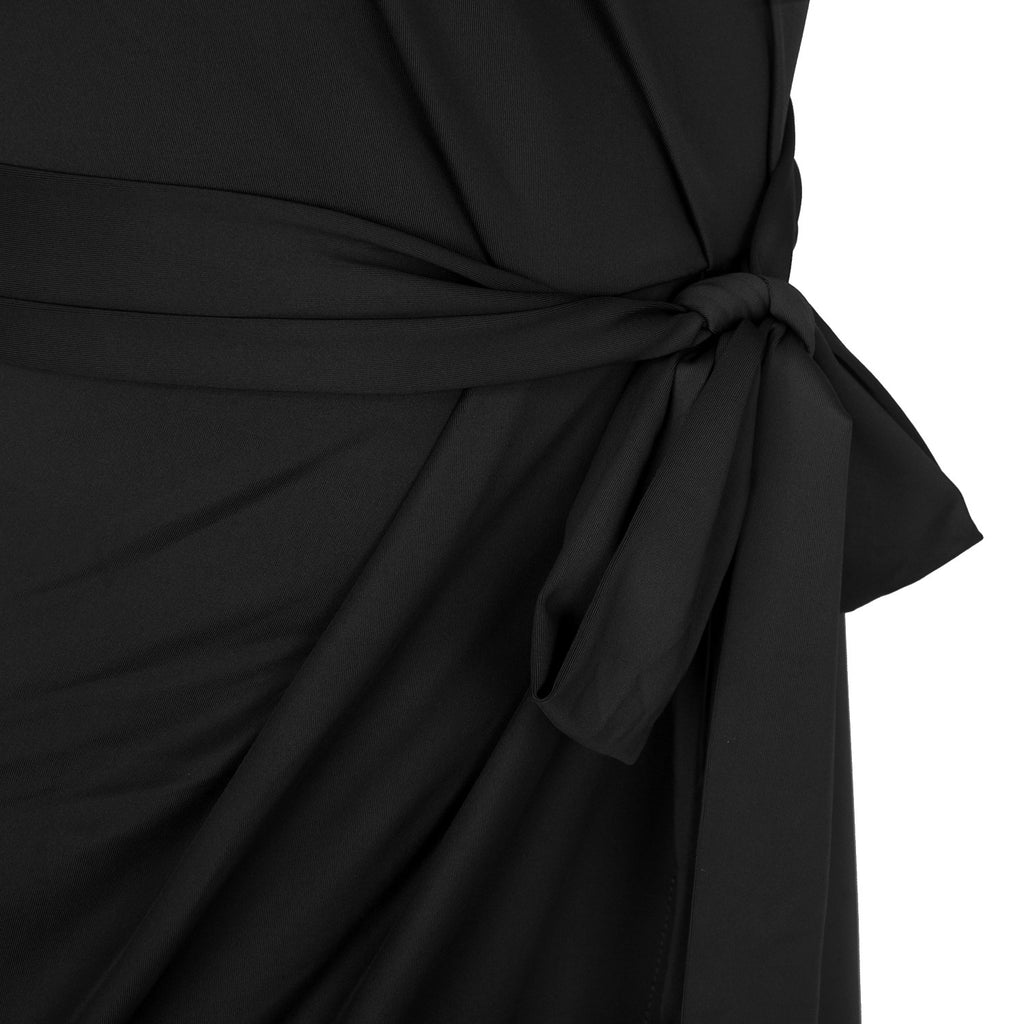 Sexy Solid One Shoulder Sleeveless Sashes Midi Dress