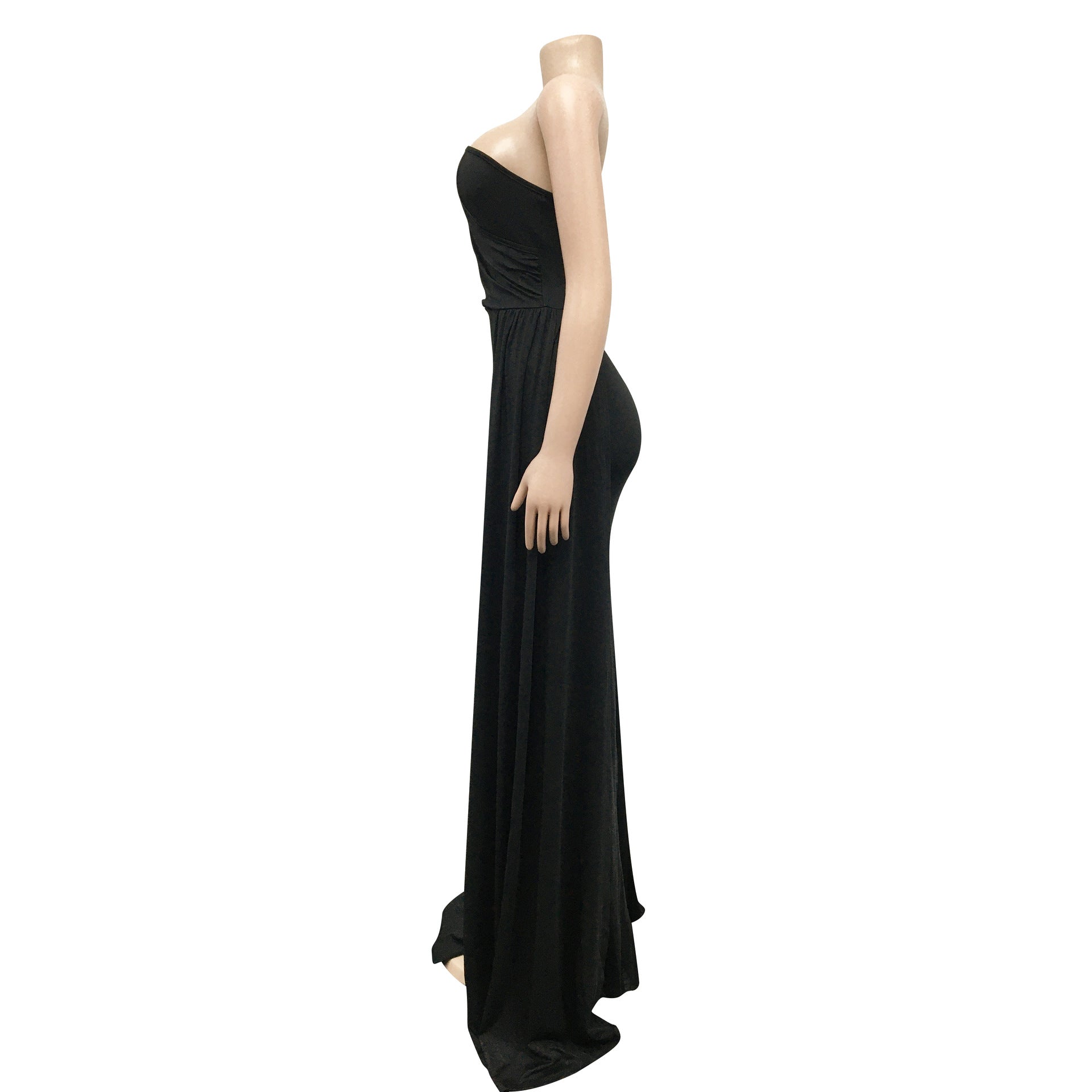 Sexy Solid One Shoulder Split Maxi Evening Dress