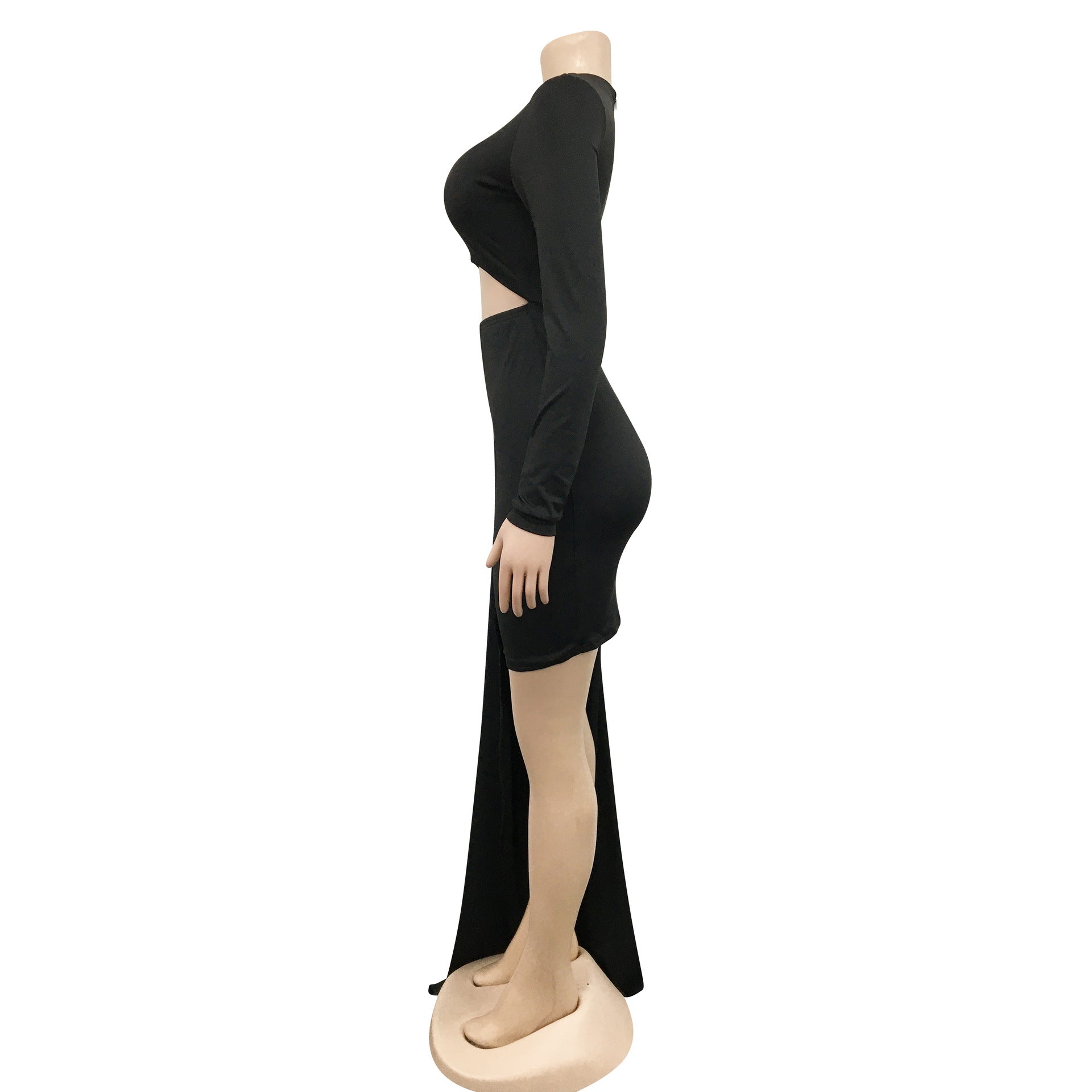 Sexy Solid Long Sleeve Bodycon Mini Dress