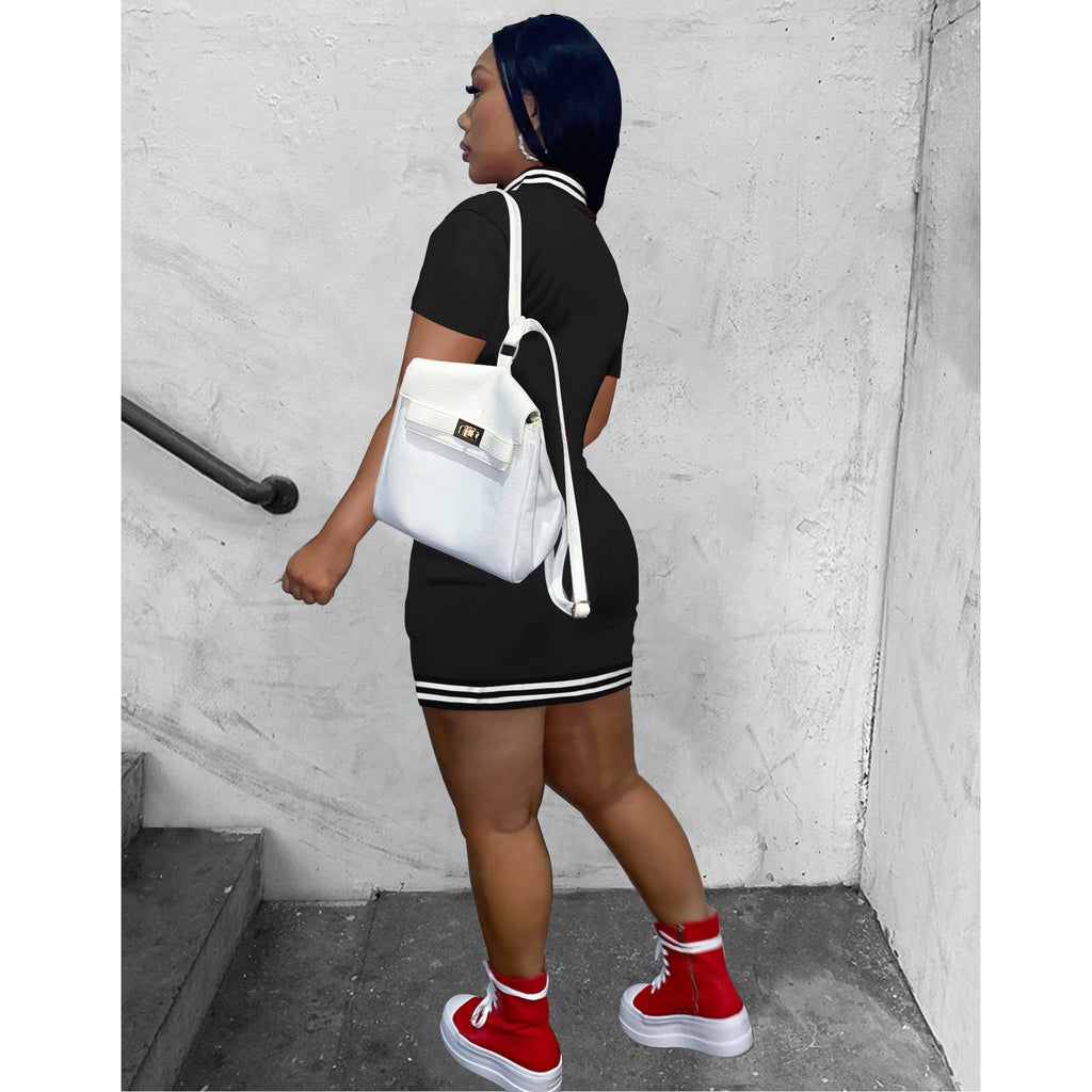 Sexy Casual Buttons Baseball Mini Dress