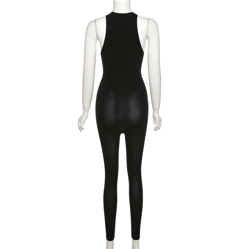 Sexy Sexy Sleeveless Hollow Out Skinny Jumpsuit