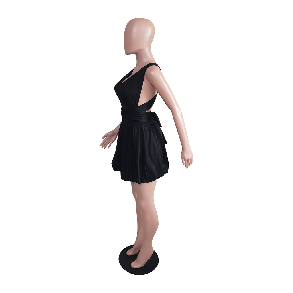 Sexy Solid Sexy Backless Mini Dress