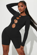 Sexy Solid Color Long Sleeve Hollow Skinny Romper