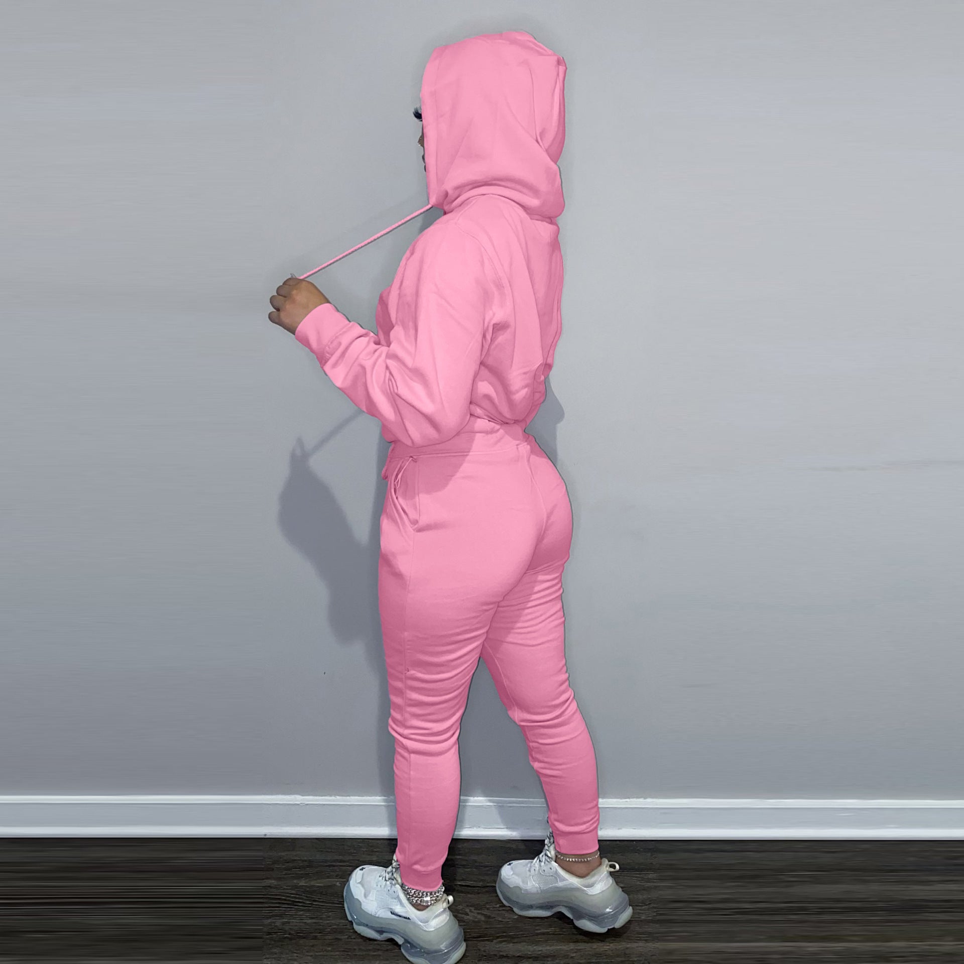 Sexy Padded Thickened Letter Printed Hooded Pants Sports Suit