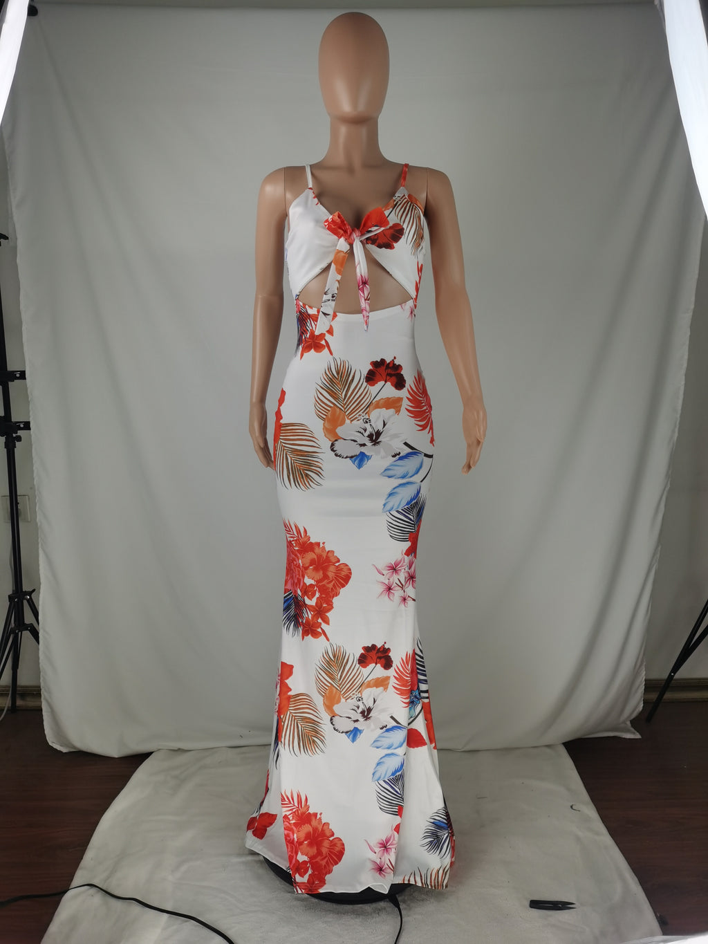 Sexy Plus Size Floral Print Sling Maxi Dress