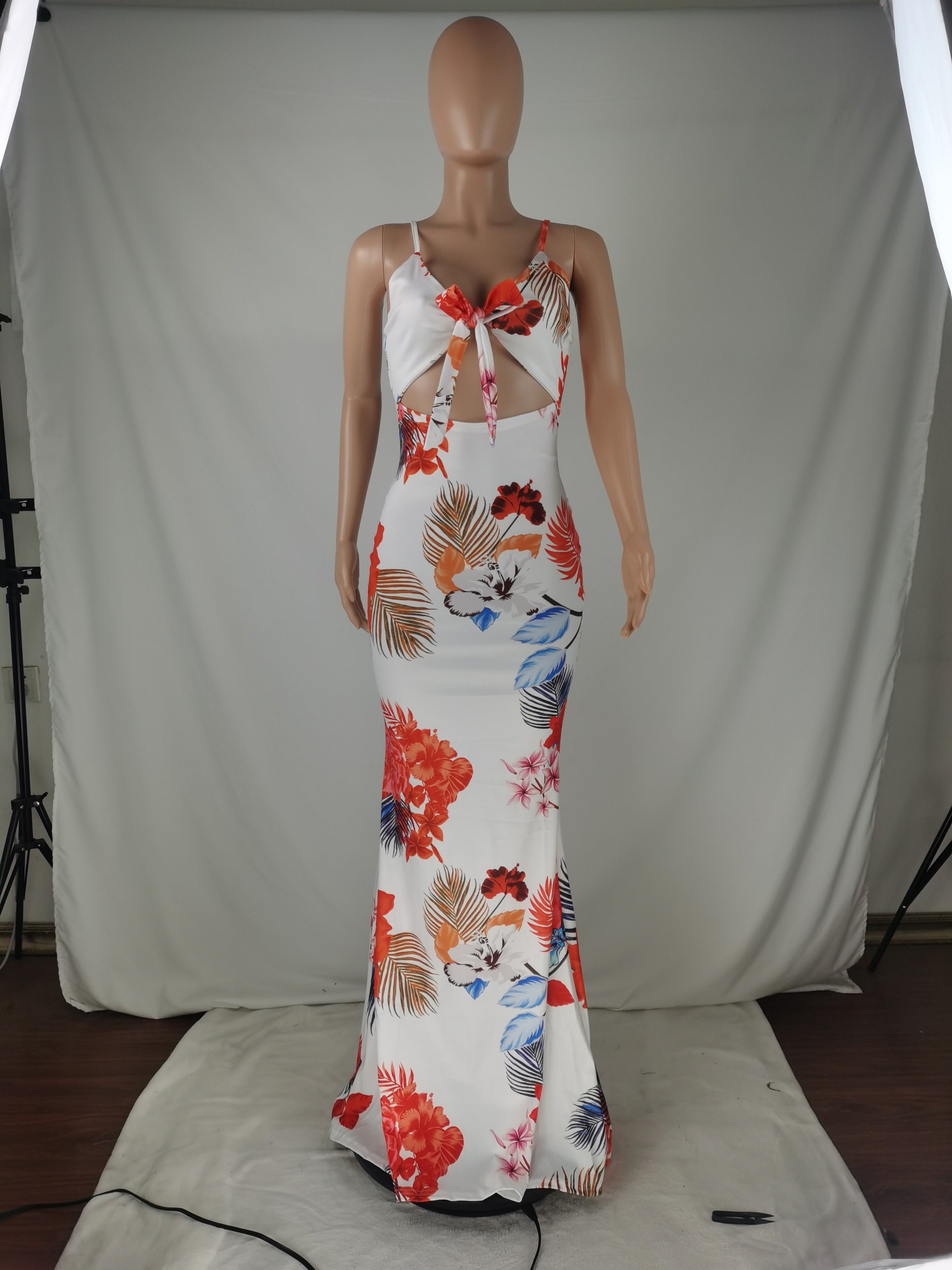 Sexy Plus Size Floral Print Sling Maxi Dress