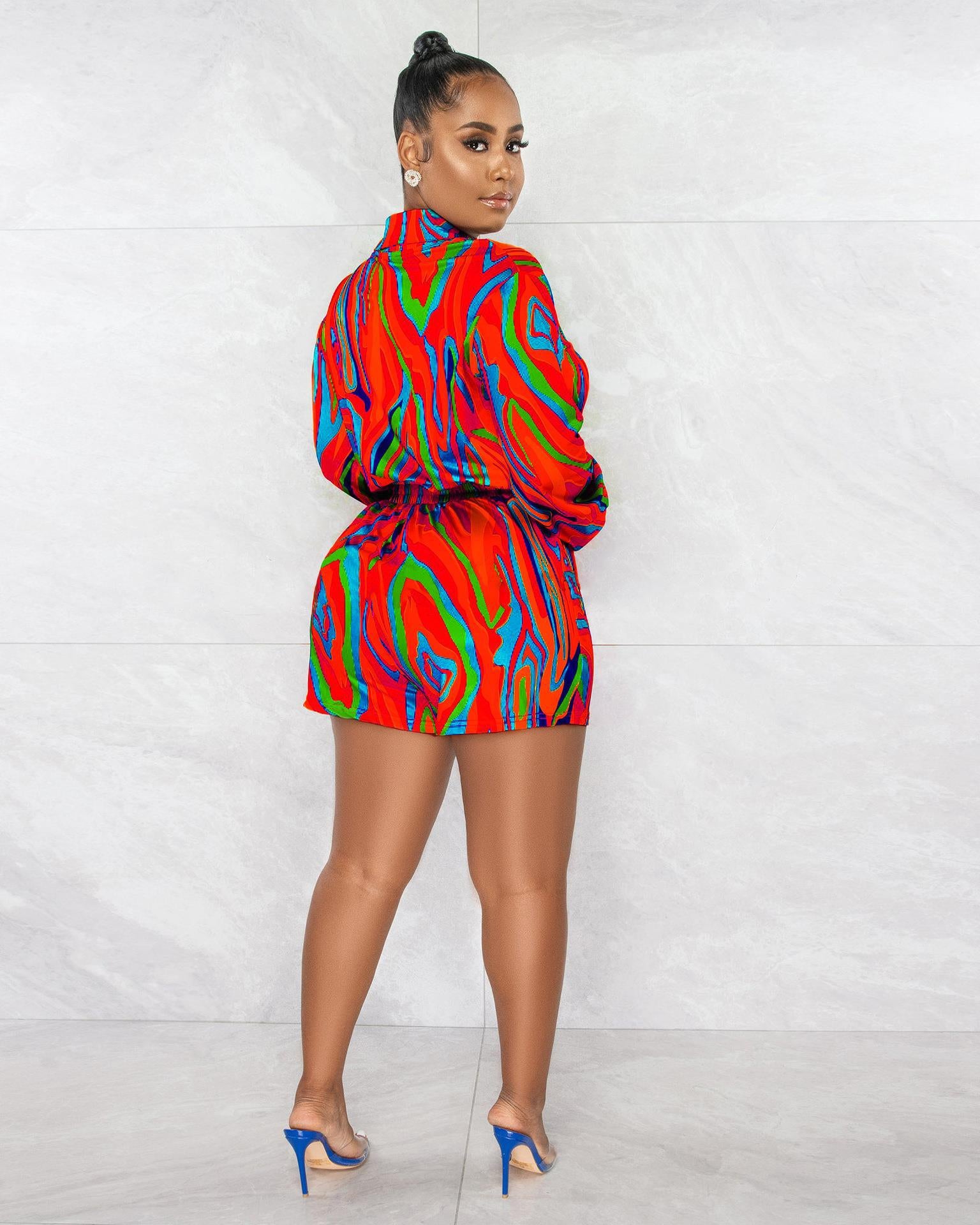 Sexy Casual Printed Long Sleeve Romper