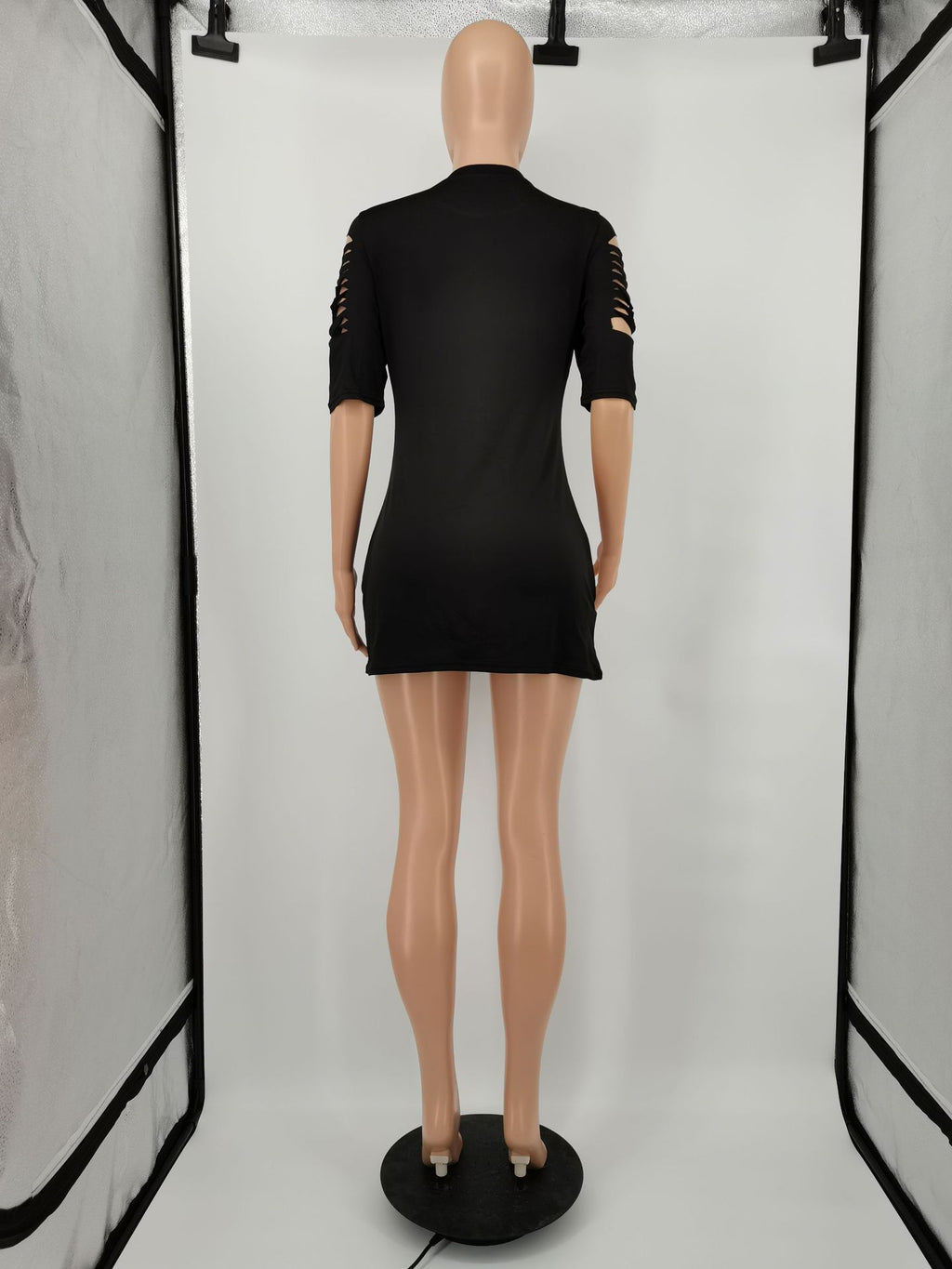 Sexy Letter Print Hole Mini Dress