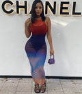 Sexy Sexy Mesh See Through Sleeveless Maxi Dress