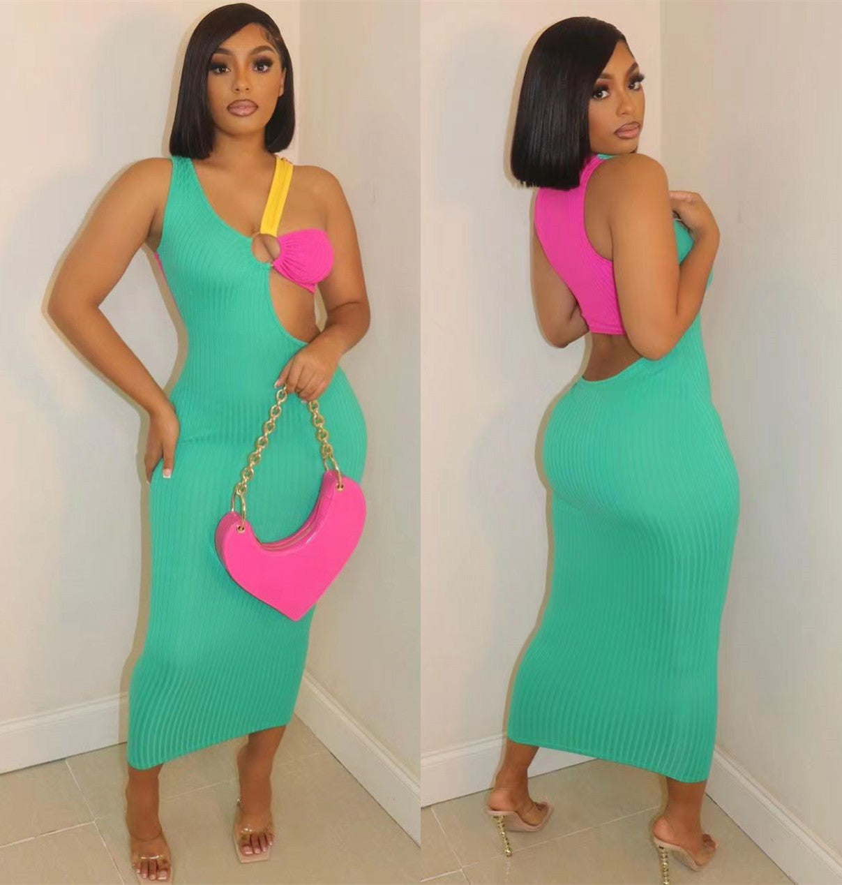 Sexy Sexy Multicolor Patchwork Slim Long Dress