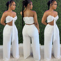 Sexy Sexy Solid Strapless Wide Leg Pants 2 Piece Sets