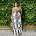 Sexy Plus Size Printed Sleeveless Sling Maxi Dress