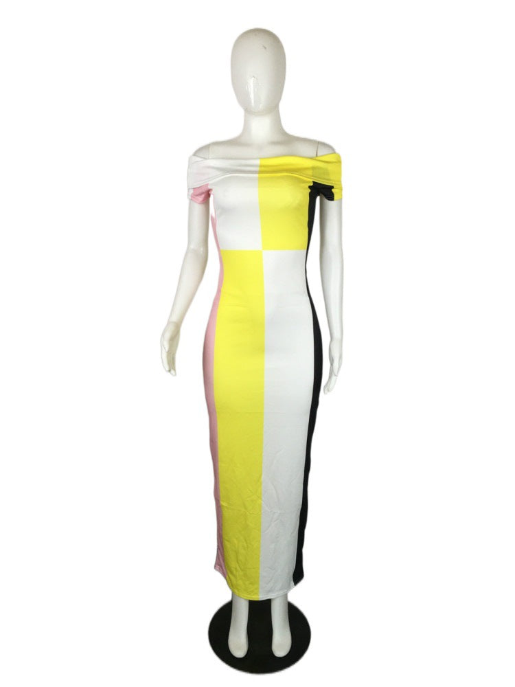 Sexy Plus Size Sexy Slash Neck Slim Maxi Dress