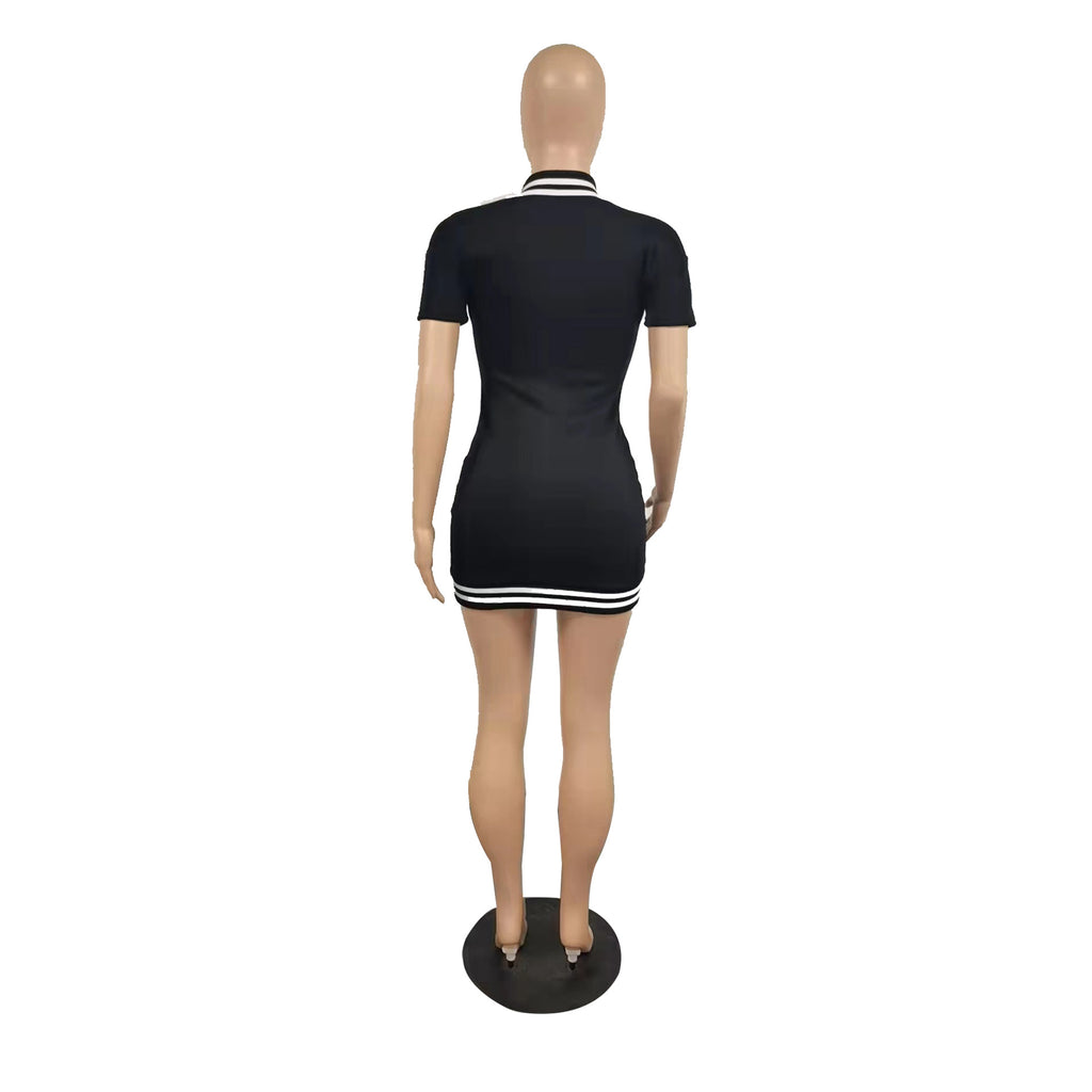 Sexy Casual Buttons Baseball Mini Dress