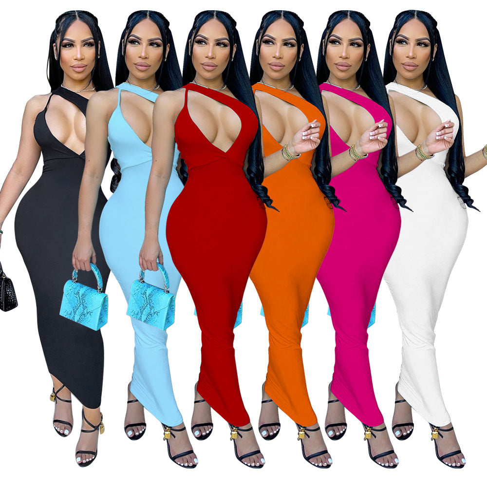 Sexy Solid Sexy Fashion Hollow Maxi Dress