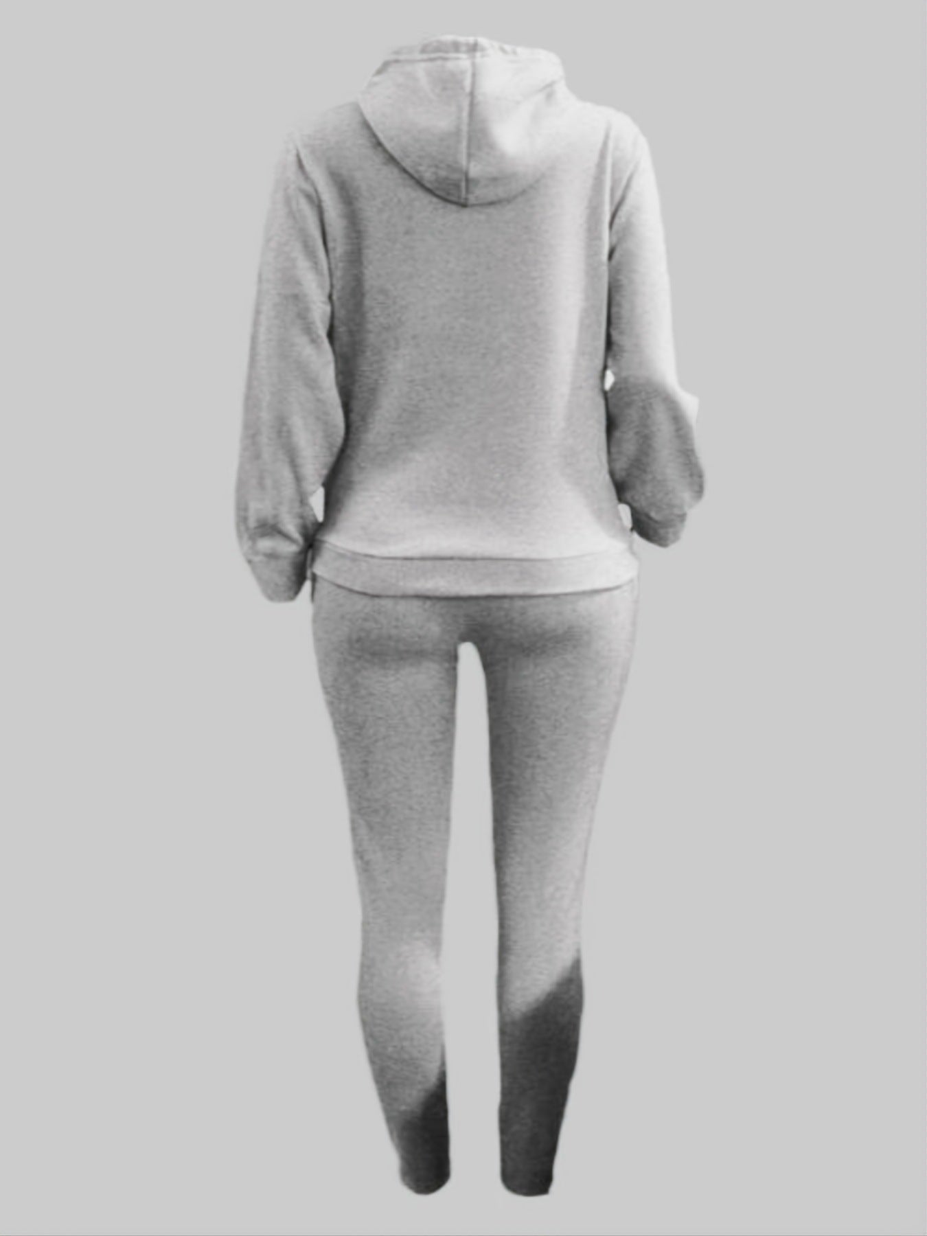 Sexy Padded Thick Print Hooded Sweatshirt Pants Sports 2 Piece Set