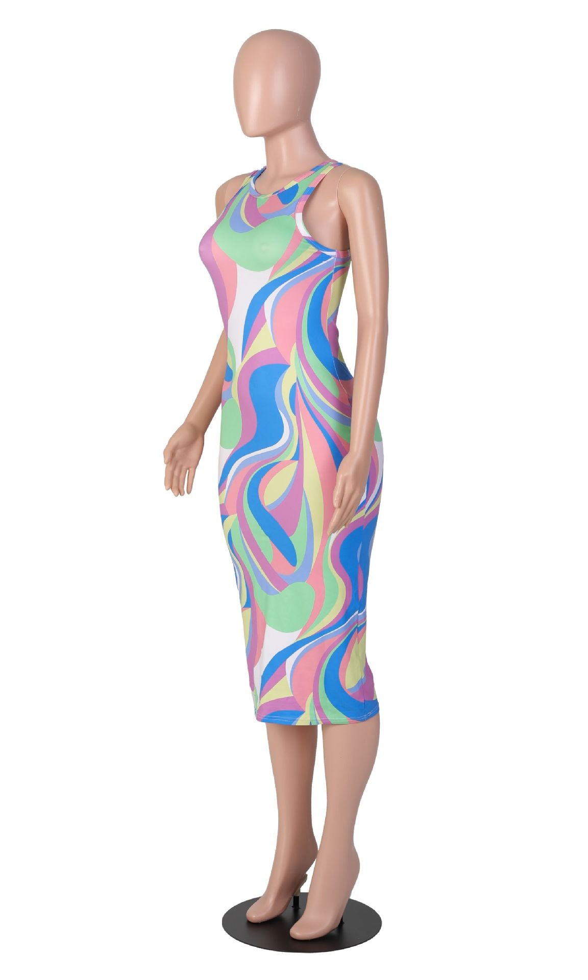 Sexy Sexy Printed Sleeveless Slim Midi Dress