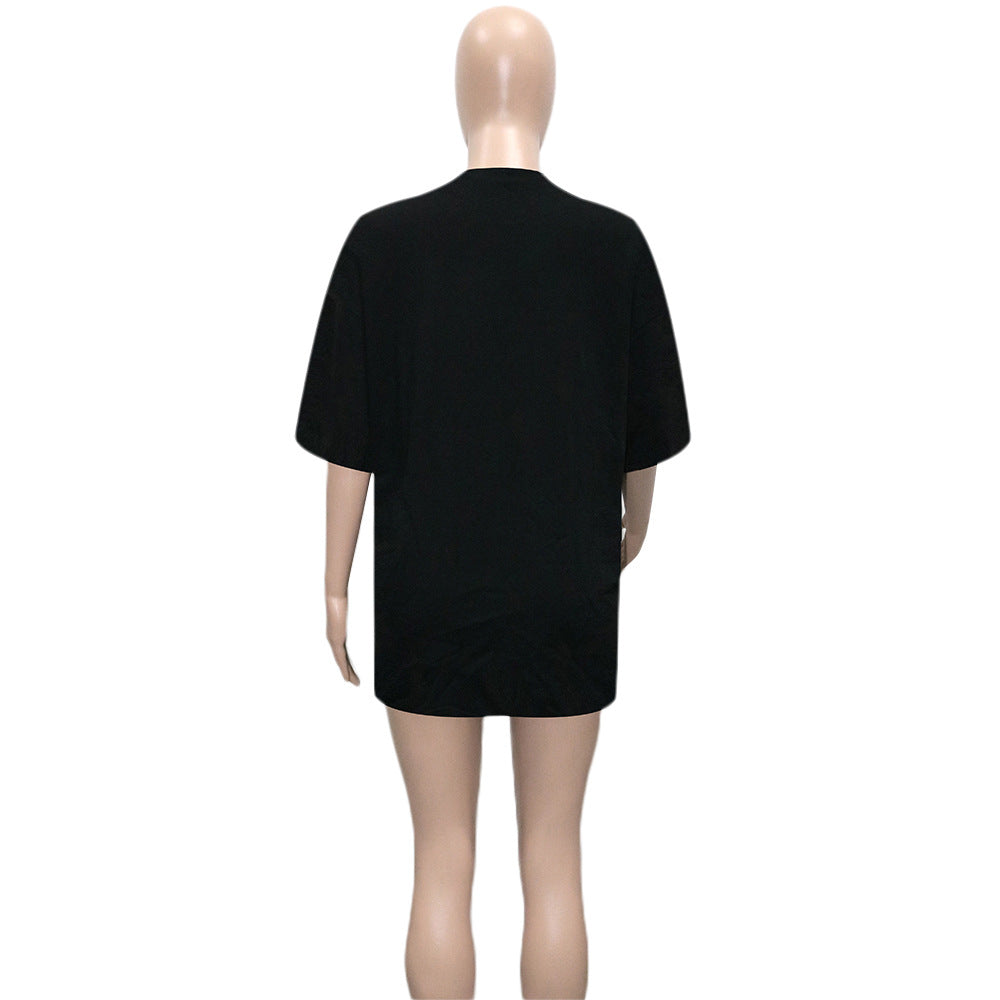 Sexy Letter Print Short Sleeve O Neck T-Shirt Dress