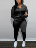Sexy Fashion Zipper Hooded And Pants Two Piece Set