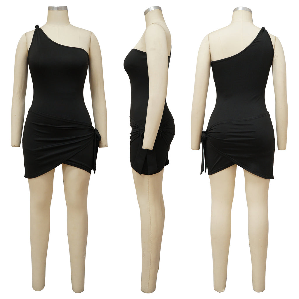 Sexy Sexy One Shoulder Sleeveless Mini Dress