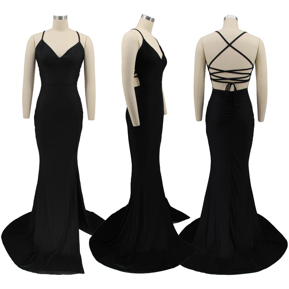 Sexy Sexy Backless High Split Maxi Evening Dress