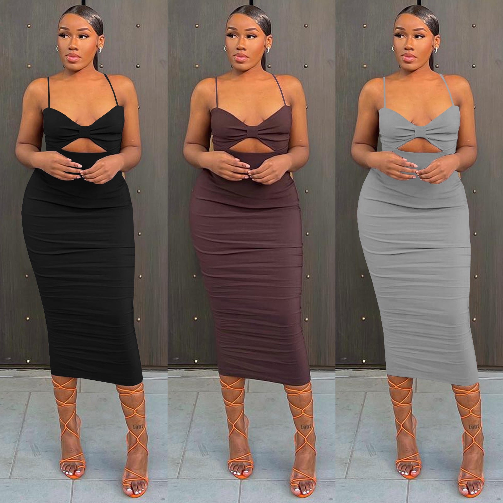 Sexy Fashion Solid Color Sexy Sling Dress
