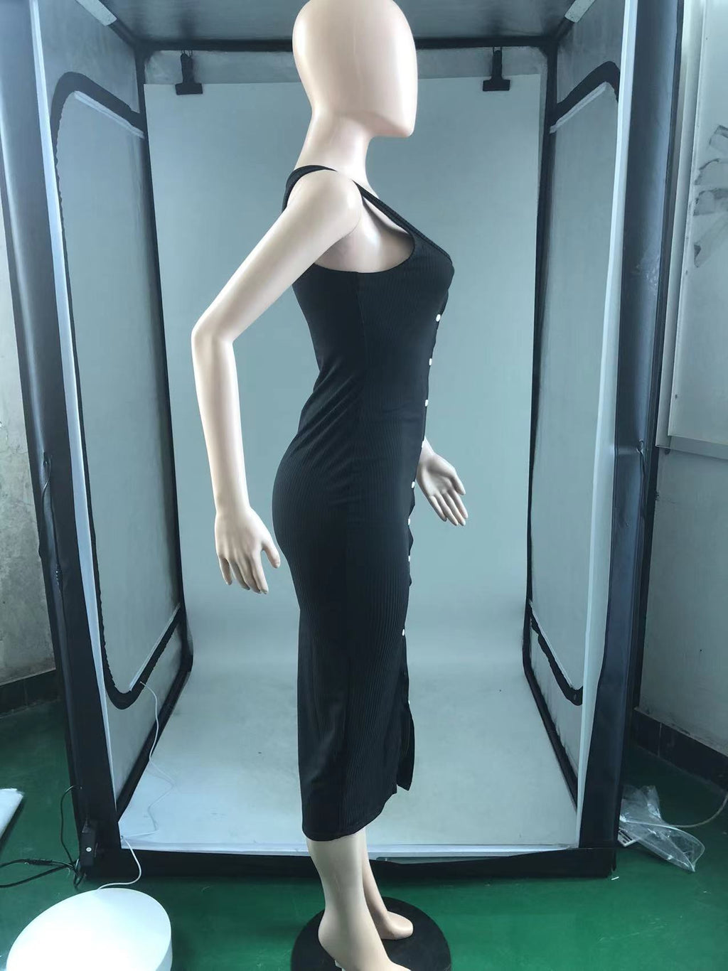 Sexy Solid Sleeveless Slim Midi Dress