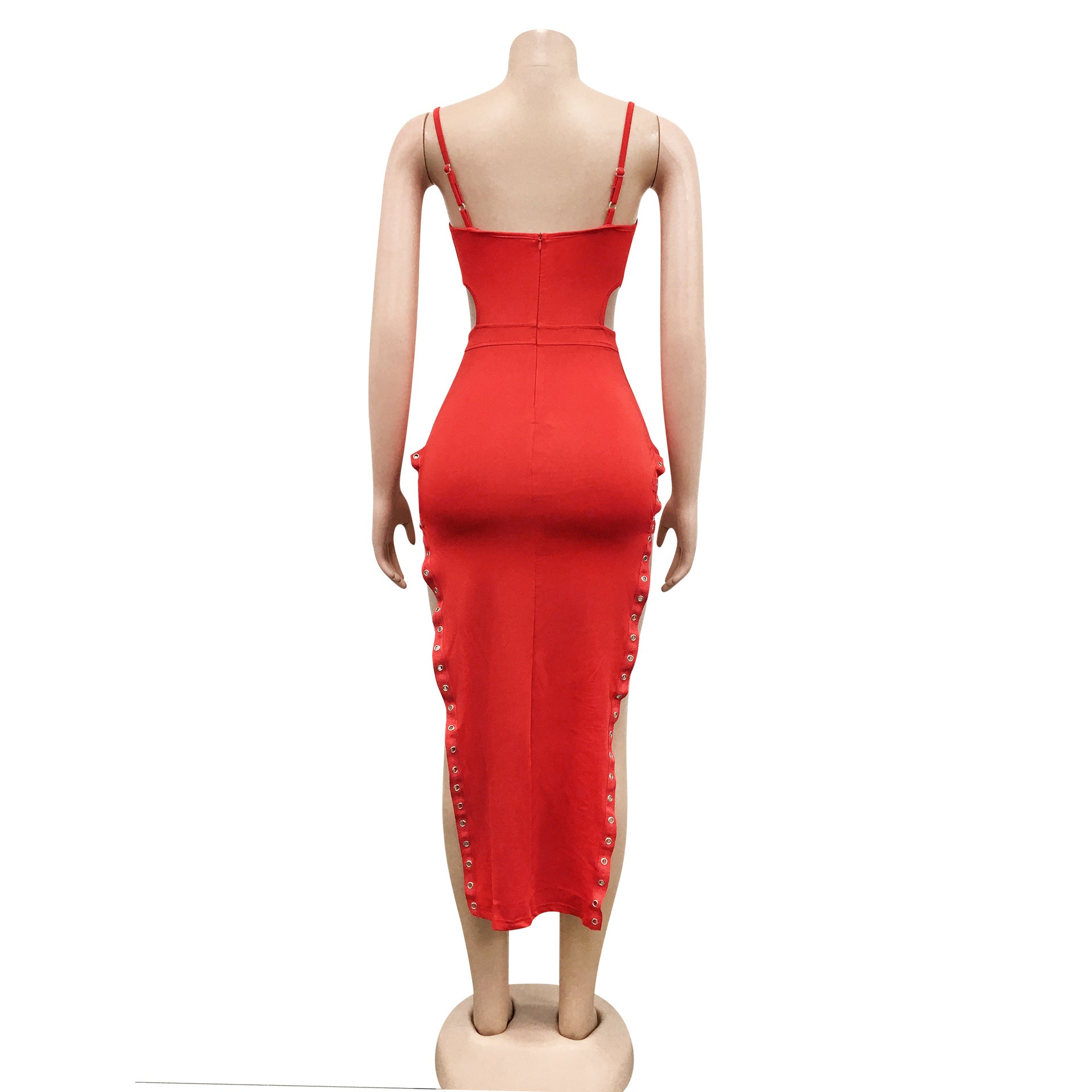 Sexy Fashion Solid Color Sexy Sling Slit Dress