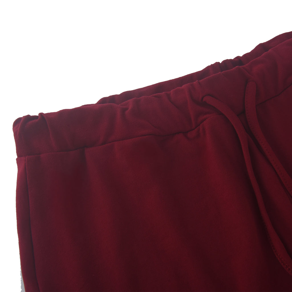 Sexy Solid Long Sleeve Top+Knee Length Pants 2 Piece Sets