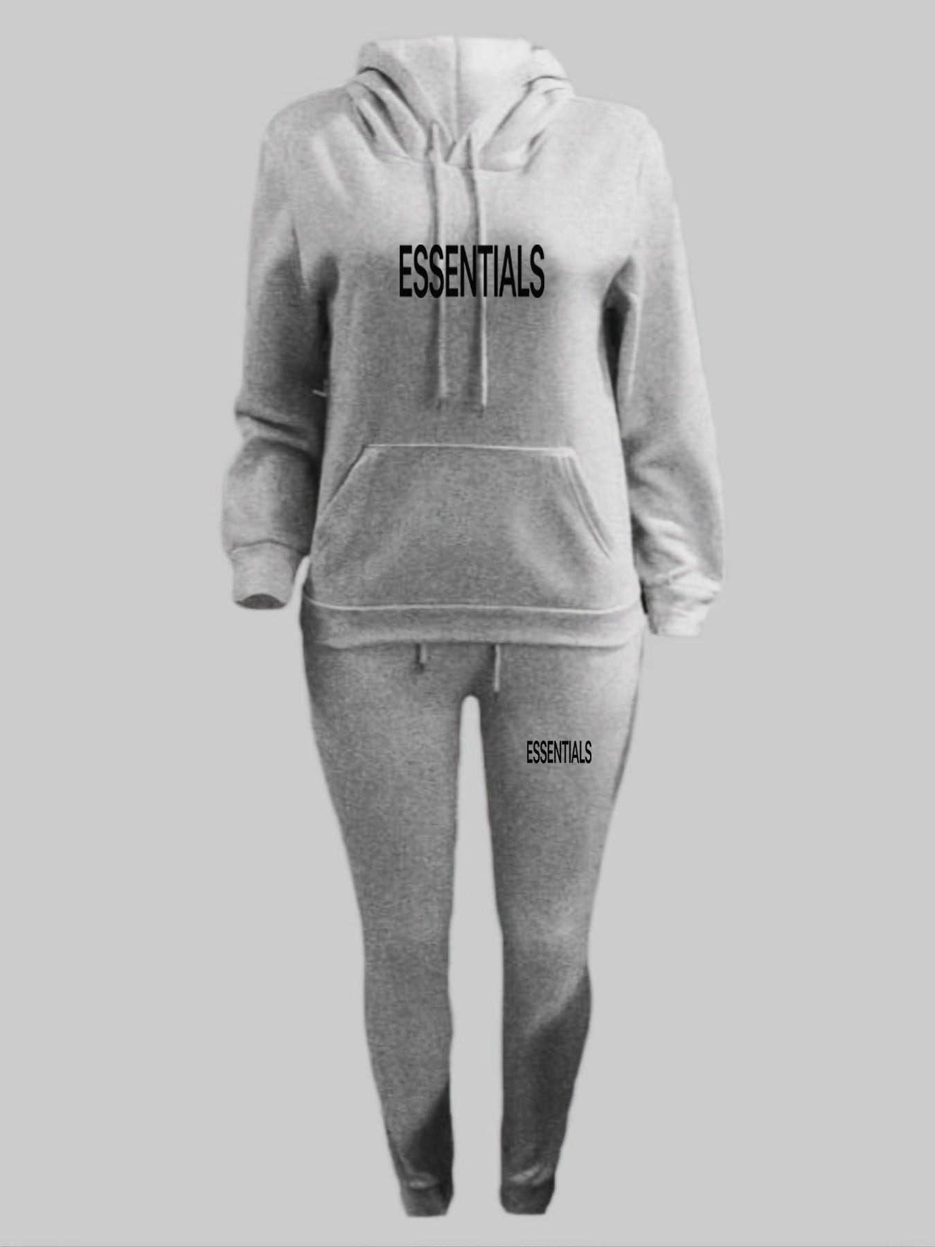 Sexy Padded Thick Print Hooded Sweatshirt Pants Sports 2 Piece Set