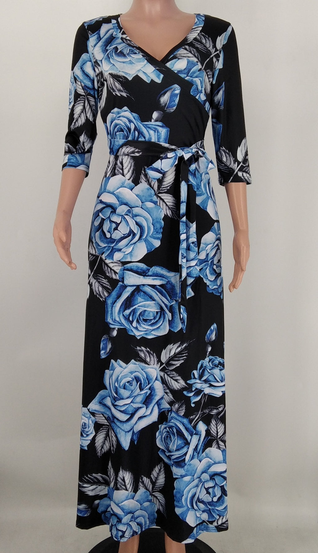 Sexy Plus Size Floral Print V Neck High Waist Maxi Dress