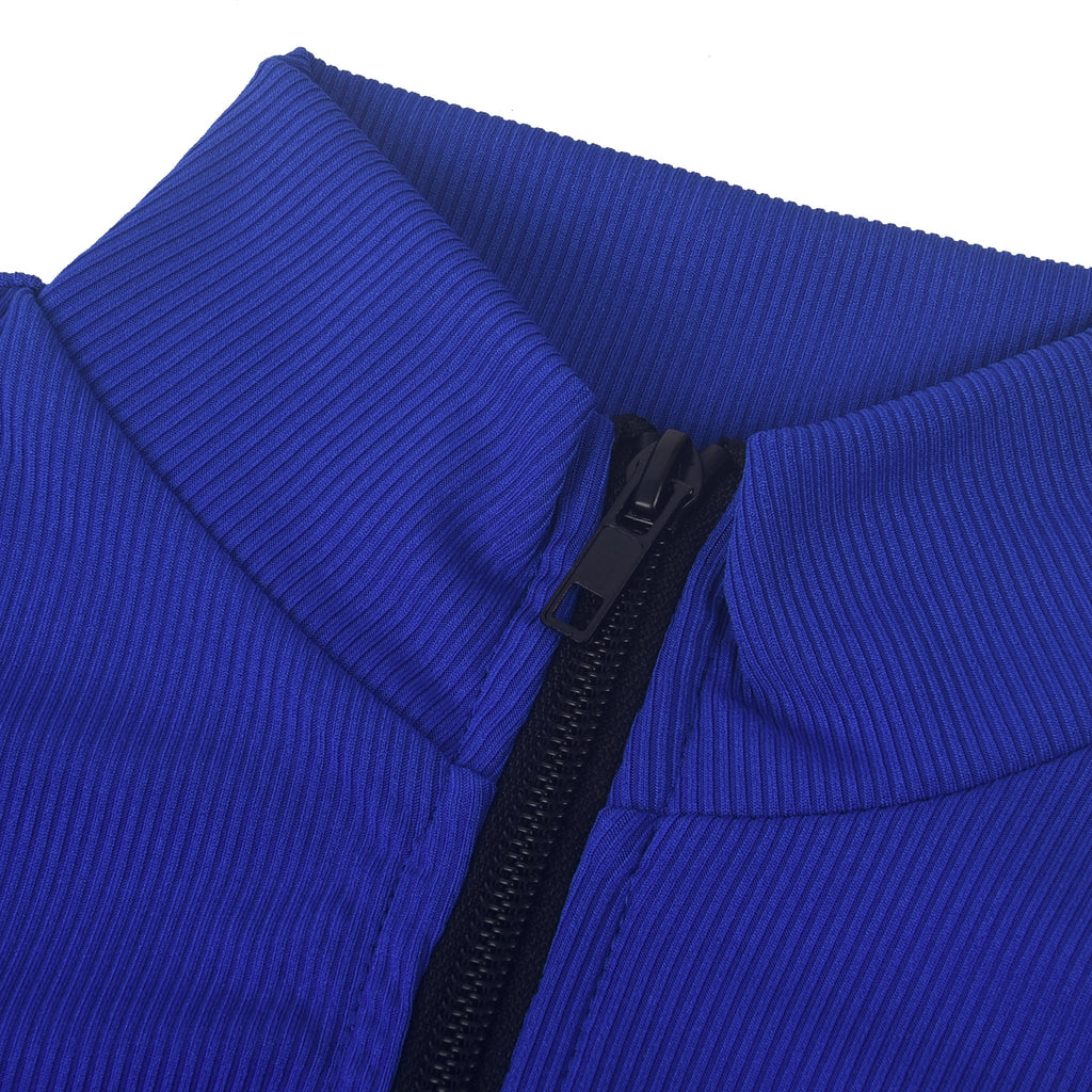 Sexy Solid Zipper Long Sleeve Sport Romper