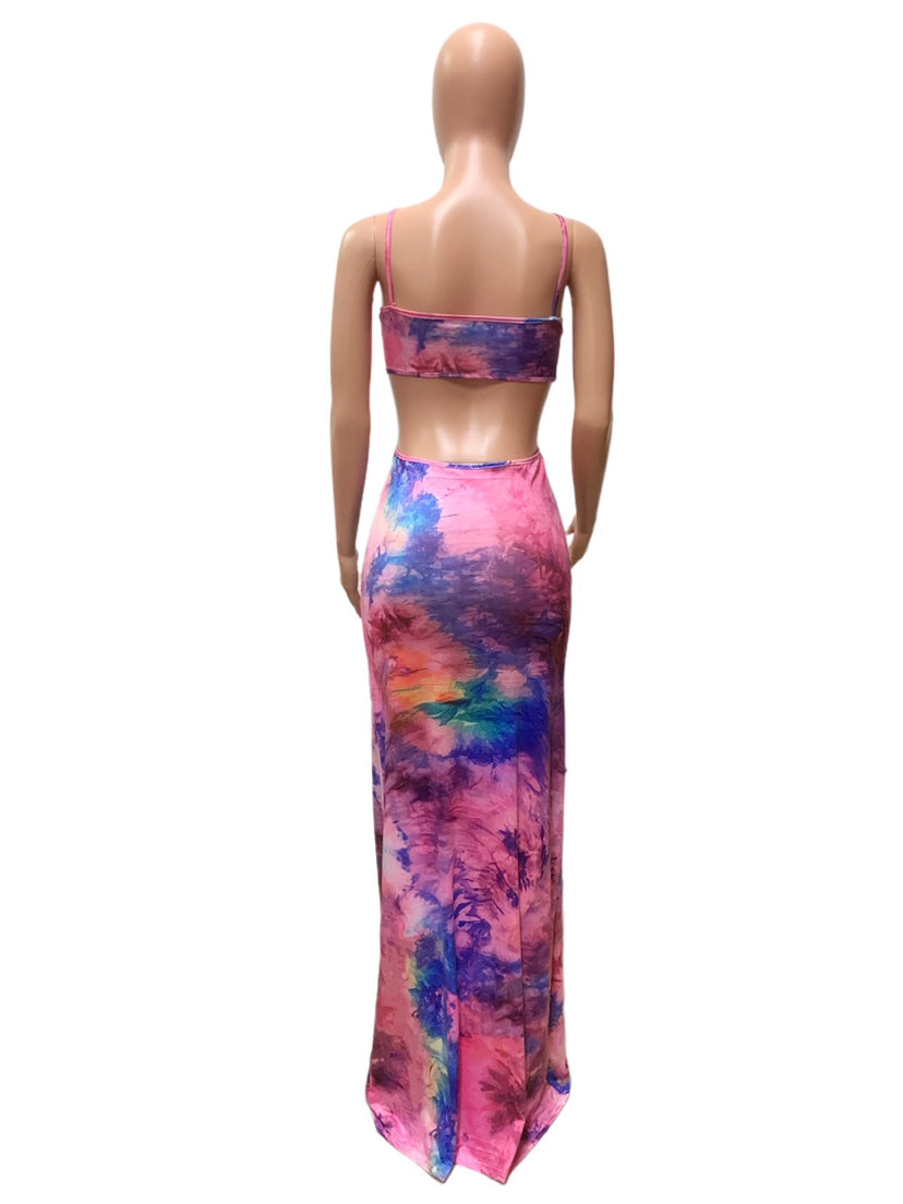 Sexy Sexy Tie Dye Hollow Out Maxi Dress