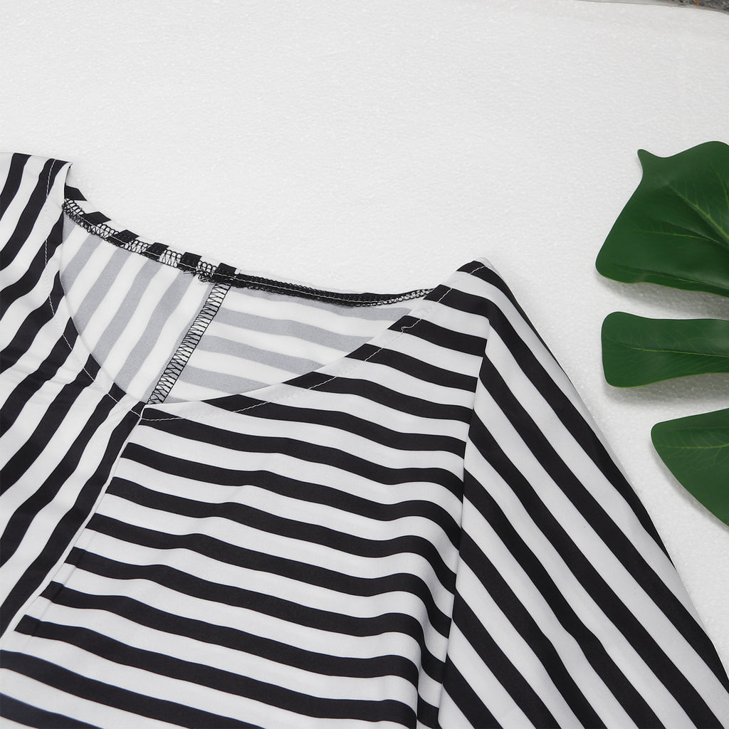 Sexy Casual Striped High Low Irregular Long Dress