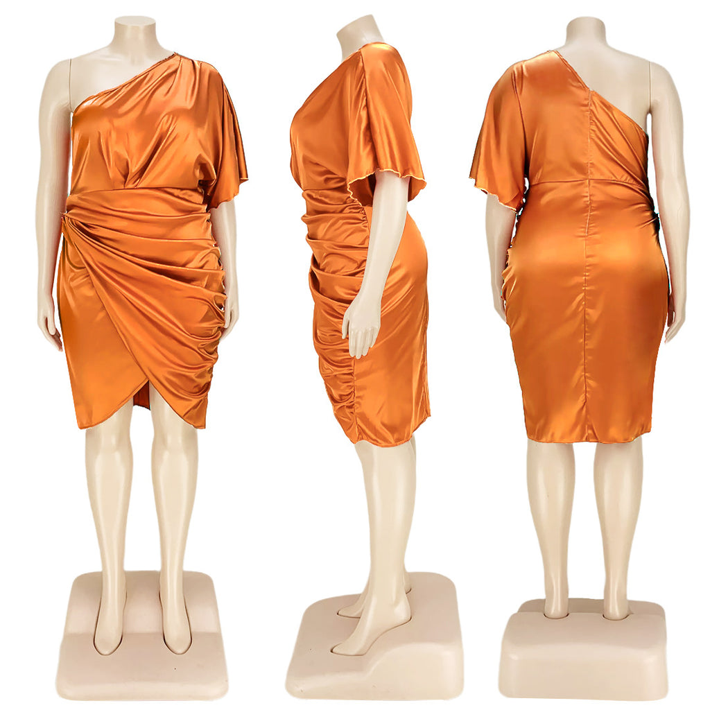 Sexy Plus Size Sexy One Shoulder Midi Dress