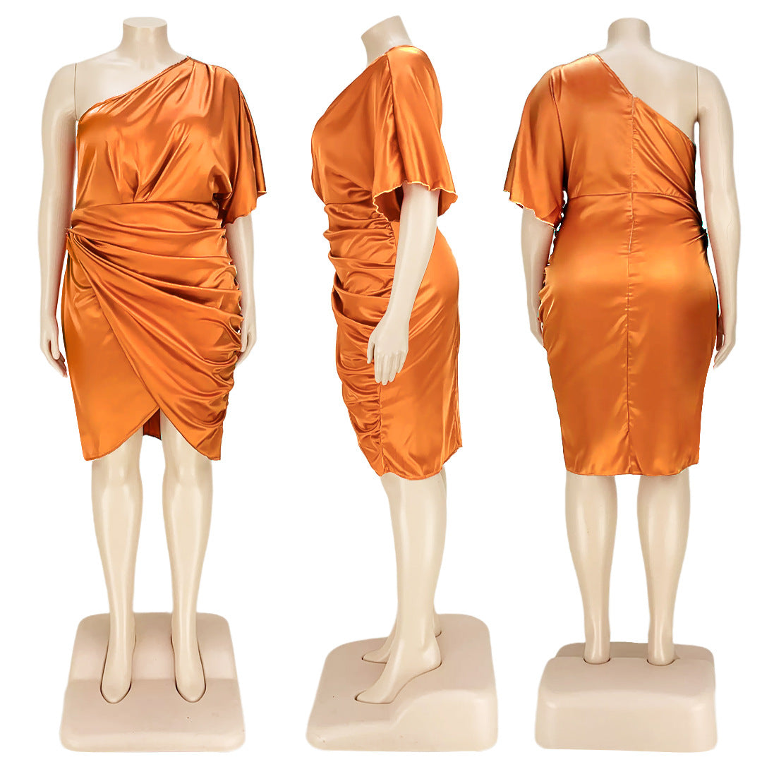 Sexy Plus Size Sexy One Shoulder Midi Dress