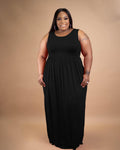 Sexy Plus Size Solid Sleeveless High Waist Maxi Dress