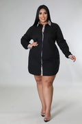 Sexy Plus Size Plaid Patchwork Long Sleeve Shirt Dress