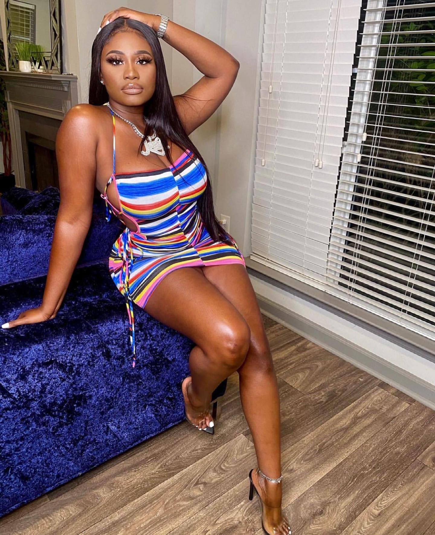 Sexy Sexy Colorful Striped Sling Mini Dress