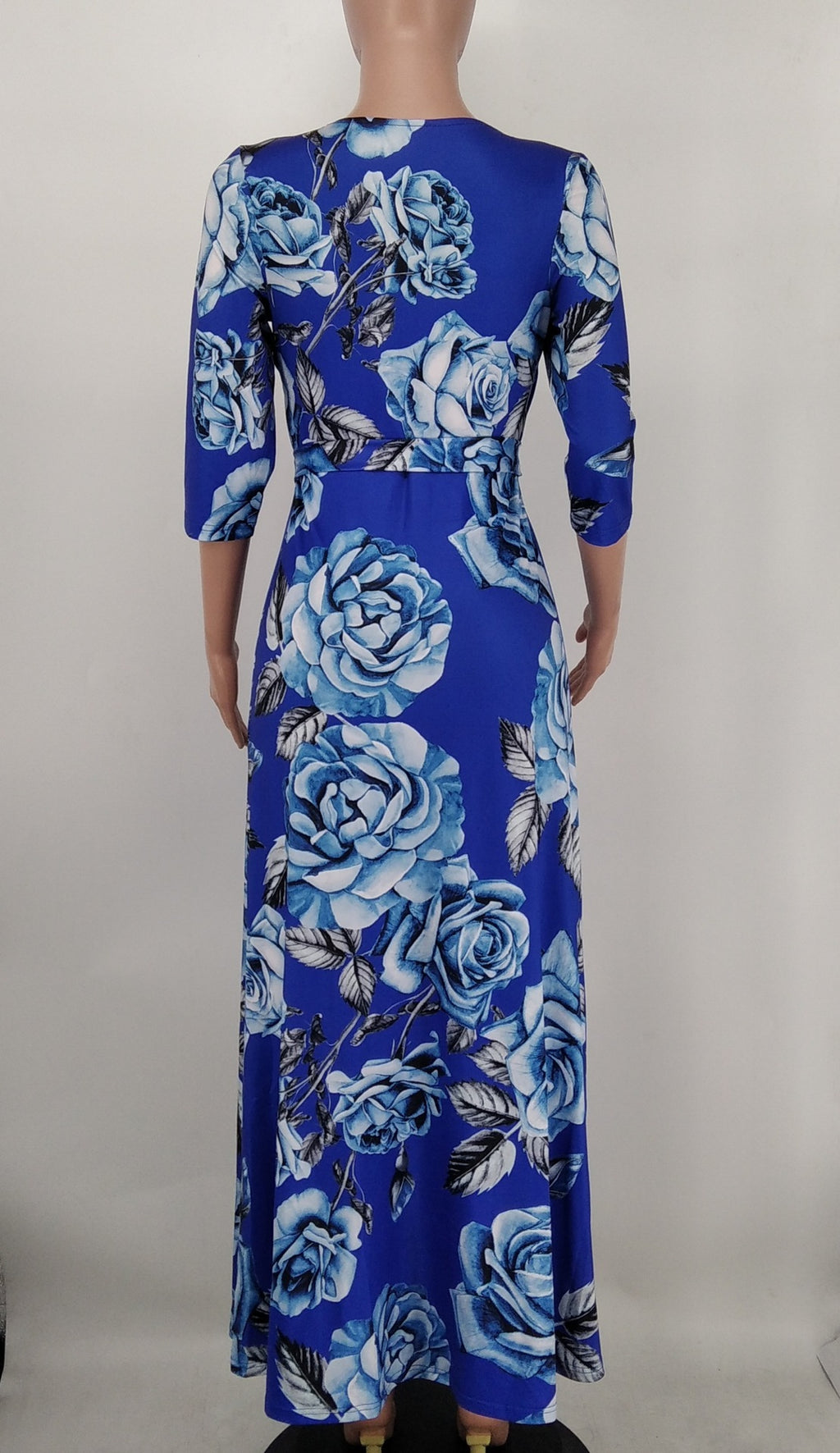 Sexy Plus Size Floral Print V Neck High Waist Maxi Dress