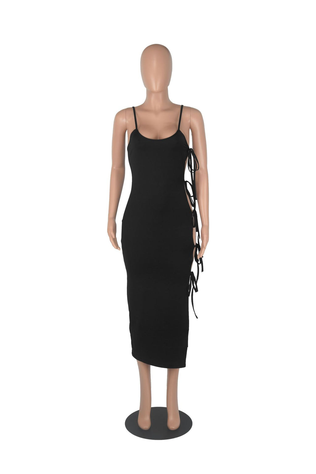 Sexy Sexy Solid Lace-Up Hollow Sling Dress