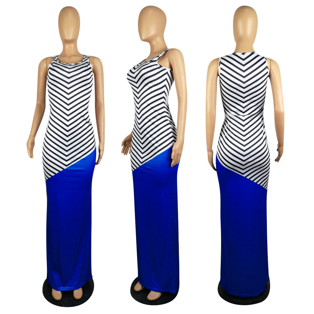 Sexy Sexy Patchwork Sleeveless Maxi Dress