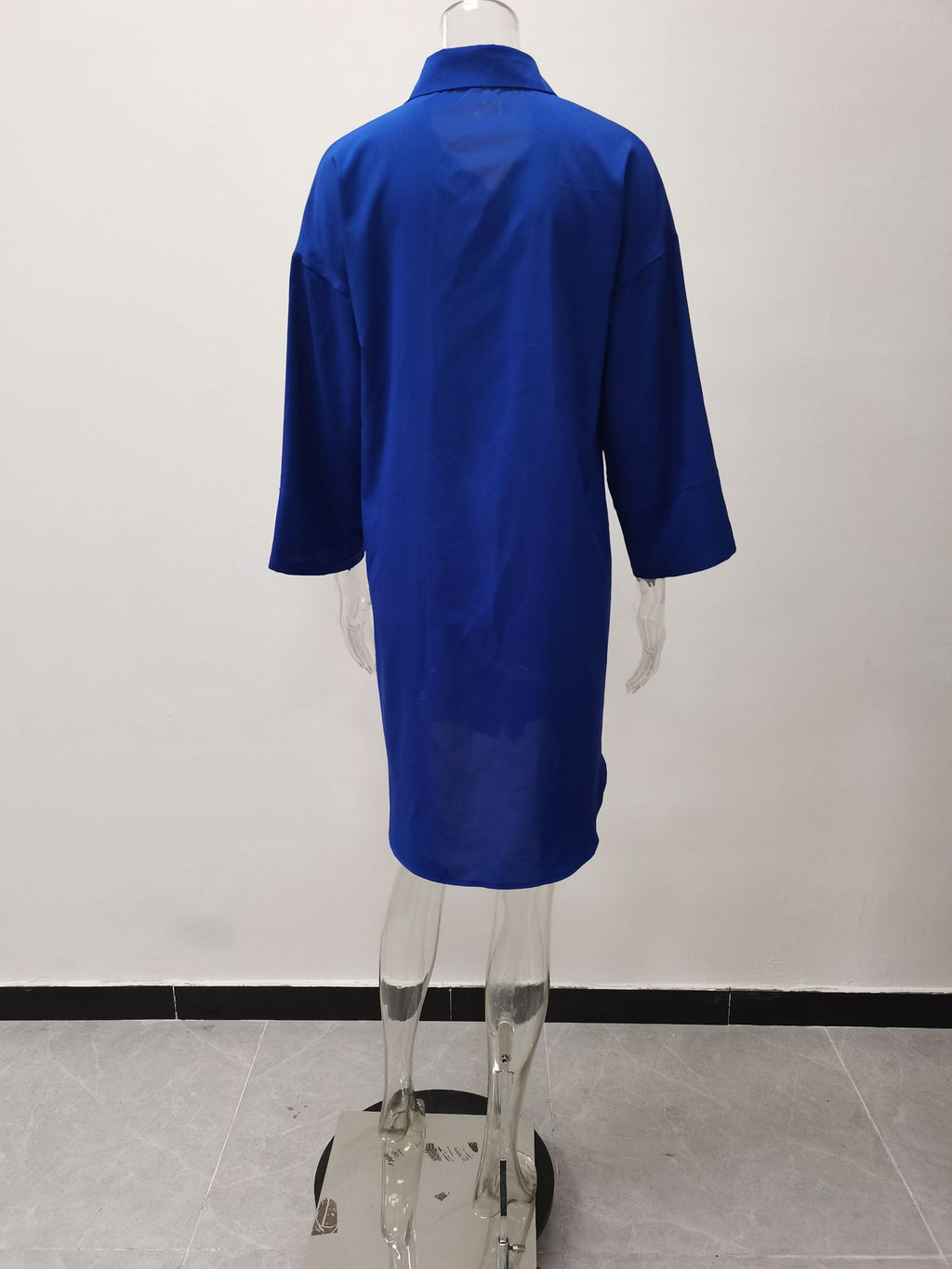 Sexy Plus Size Solid Turndown-Collar Loose Shirt Dress